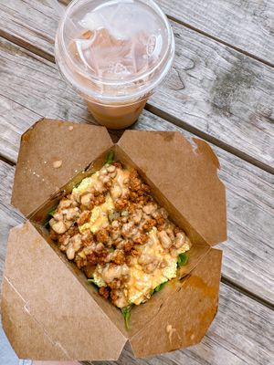 tofu scramble with chorizo  at Mildred's in Kansas City