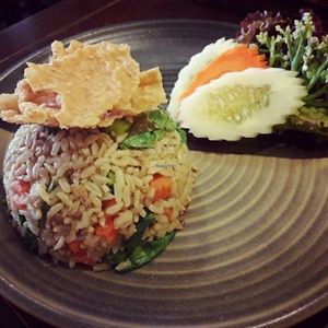 fried rice with vegan ";fish";  at Anotai in Bangkok