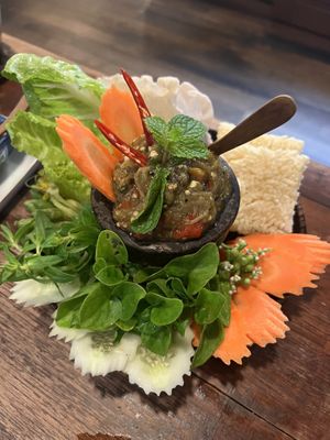 Eggplant dip  at Anotai in Bangkok