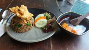 Brown rice with eggplant at Anotai in Bangkok