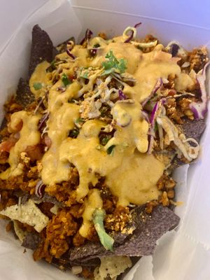 Loaded Nachos at Kraves Vegan Foods in New York City