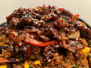 Stir Fry with Veggie Fried Rice  at Kraves Vegan Foods in New York City