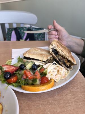 Mushroom and falafel panini   at Two the Square in Conwy
