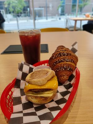Vegan Breakfast Sandwich, Vegan Everything Croissant, Cherry Espresso Soda at Morning Ritual in Grand Rapids