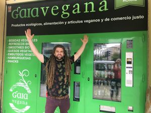 Vegan vending machine at Gaia Vegana in Valencia