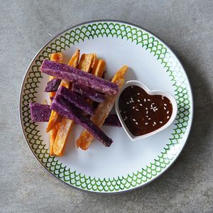 Sweet Potato Fries (GF): served with vegan BBQ sauce at Warung Dua Hati in Canggu