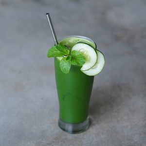 Green Machina: apple, celery, cucumber, ginger, and spinach at Warung Dua Hati in Canggu