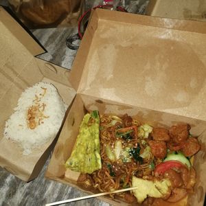 Mie Goreng Special with extra chicken Satay at Warung Dua Hati in Canggu