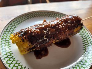 Grilled corn on a cob at Warung Dua Hati in Canggu