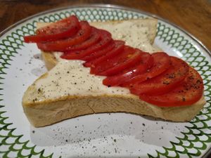 Tomato cheese toast at Warung Dua Hati in Canggu