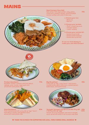 Menu page 1 at Warung Dua Hati in Canggu