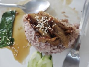 Vegan duck over rice, already eaten half of it, sorry! at Krua P S - ครัวพี่เอส in Chumphon