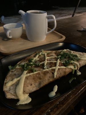 Pumpkin and black bean quesadillas  at The Shell Lounge in Koh Phangan