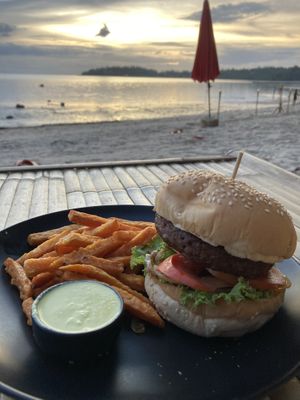 Veggie burger  at The Shell Lounge in Koh Phangan