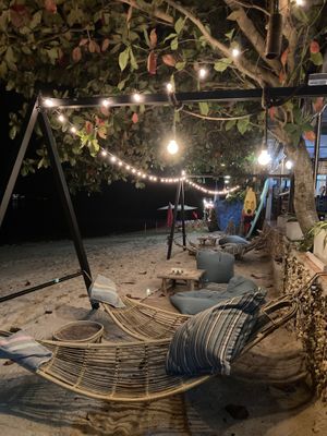 Fairy lights and bean bags  at The Shell Lounge in Koh Phangan