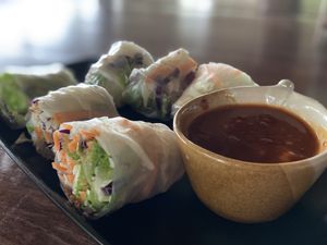 Vietnamese rolls with gochuchang dip  at The Shell Lounge in Koh Phangan