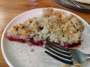 Yummy raspberry tart at Coffee Place in Tbilisi