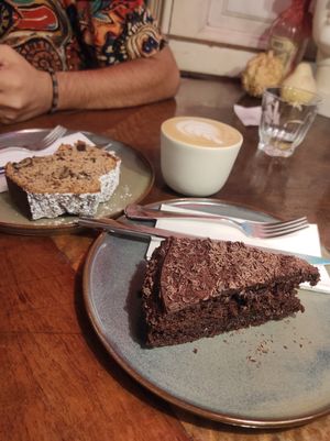 Chocolate cake 😋💚 at Coffee Place in Tbilisi