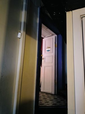 The entry door (easy to miss) at Coffee Place in Tbilisi