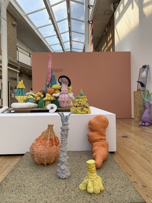 Gallery space with the cafe on the other side   at Gallery Cafe in Hatfield