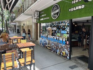 A few tables outside   at Vegan Palermo in Buenos Aires