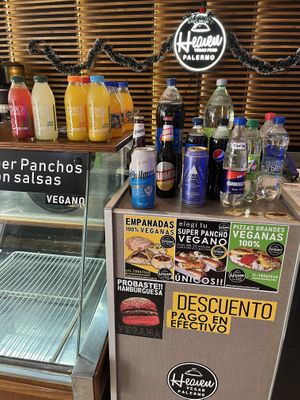Beer, water, soda, and juice options  at Vegan Palermo in Buenos Aires