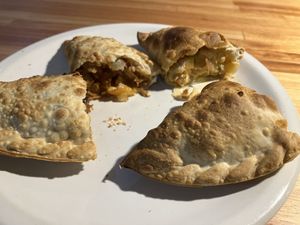 Empanadas barbacoa y no-pollo  at Vegan Palermo in Buenos Aires