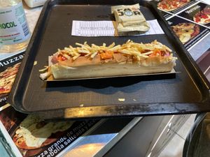 Hot dog and fries at Vegan Palermo in Buenos Aires