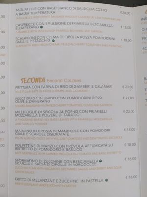 Menu 2 at Zero Zero Grano in Naples