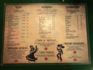 Menu as of Nov 2023  at La Taqueria in Bocas Del Toro