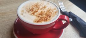 Chai latte with oat milk at Madame Waffle in Lincoln