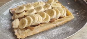 Banana and biscoff waffle at Madame Waffle in Lincoln