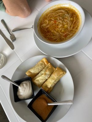 Menu del dia soup and tequeños   at Noqa Vegan in Lima