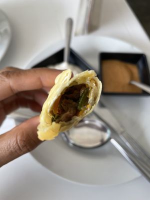 Mock meat filled  at Noqa Vegan in Lima