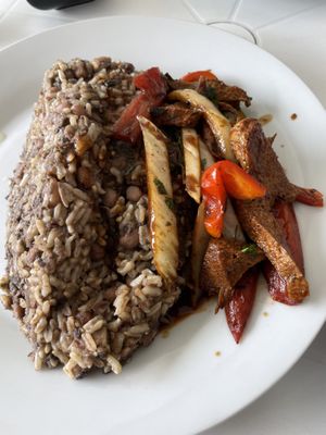 Tacu tacu con lomito (soy based)  at Noqa Vegan in Lima