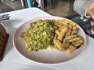 El risotto norteño (delish eggplant) at Noqa Vegan in Lima