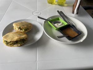 Arepas with guacamolee  at Noqa Vegan in Lima