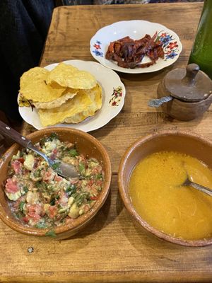 Chilli peppers and self made mix of herb-olive oil   at ART Libreria in San Cristobal De Las Casas