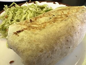 Vegan burrito with their house salsa  at Modern Times Cafe in Minneapolis