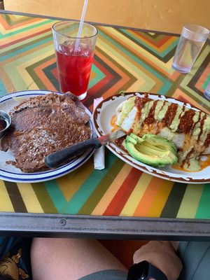 v french toast and bfat burro w ranchero and avoooo  at Modern Times Cafe in Minneapolis