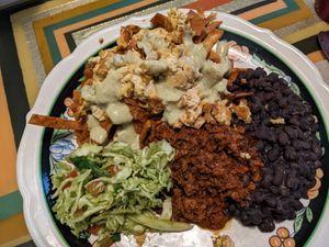 Vegan Migas with added TVP chorizo at Modern Times Cafe in Minneapolis