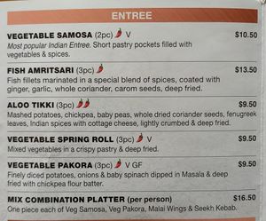 All three vegan entrees are delicious. at Kohlis Waterfront Indian Restaurant in Batemans Bay