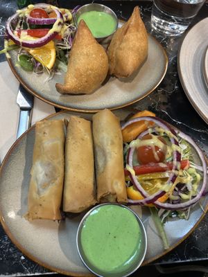 Samosas & spring rolls as starters  at Kohlis Waterfront Indian Restaurant in Batemans Bay