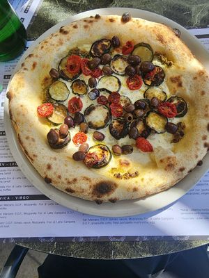 Pizza 2 - pesto veggies and cream at Caprizza in Koper