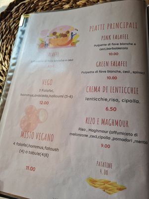 Menu, main dishes at Hommus Como in Como