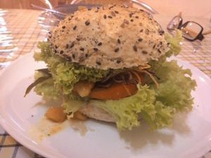 Spicy burger RM 5.9 (no patty, just curry) at The Leaf 绿叶坊 - Georgetown in Penang