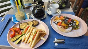 Vegan pancakes and on request they made a club sandwich without meat. Amazing! at Caffè Letterario in Ravenna