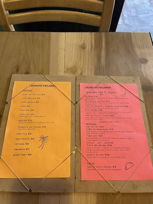 Menu  at Changos Veganos in Mexico City