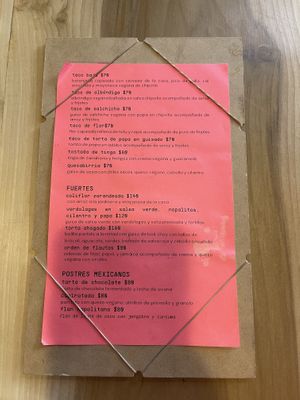 Menu  at Changos Veganos in Mexico City