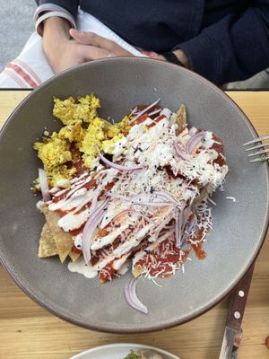 Chilaquiles  at Changos Veganos in Mexico City